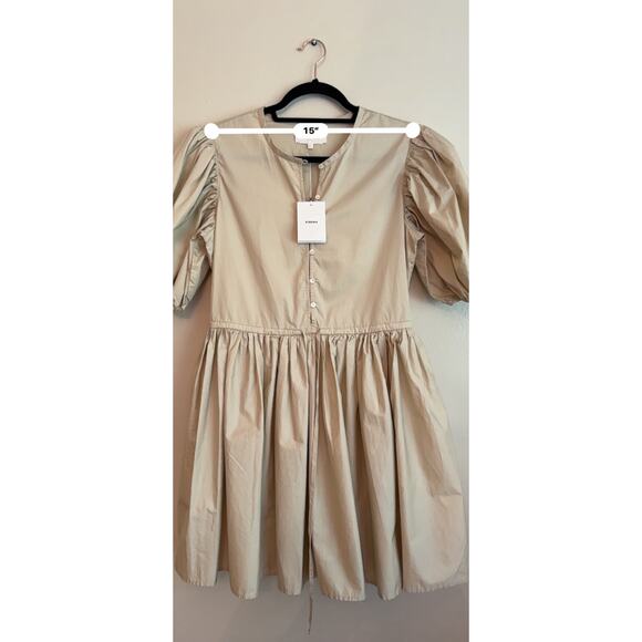 XIRENA puff sleeve tan mini AURIE DRESS size small - Picture 6 of 13